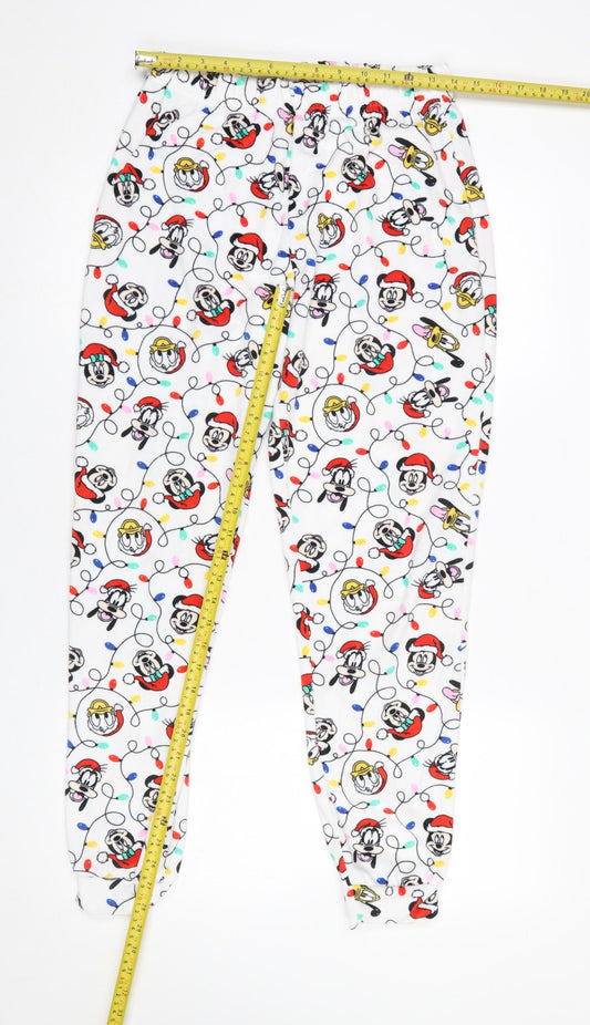 Tu Disney Women White Christmas Pyjama Pants Size 10 Fleece