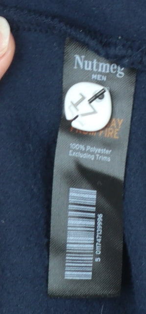 Nutmeg Men Blue Fleece 1/4 Zip Pullover Sweatshirt M Regular Fit