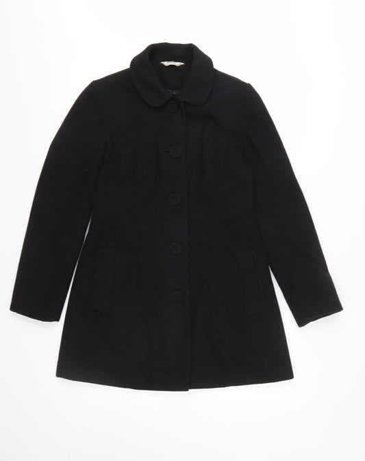 Womens UK Size 10 Miss Selfridge Black Overcoat