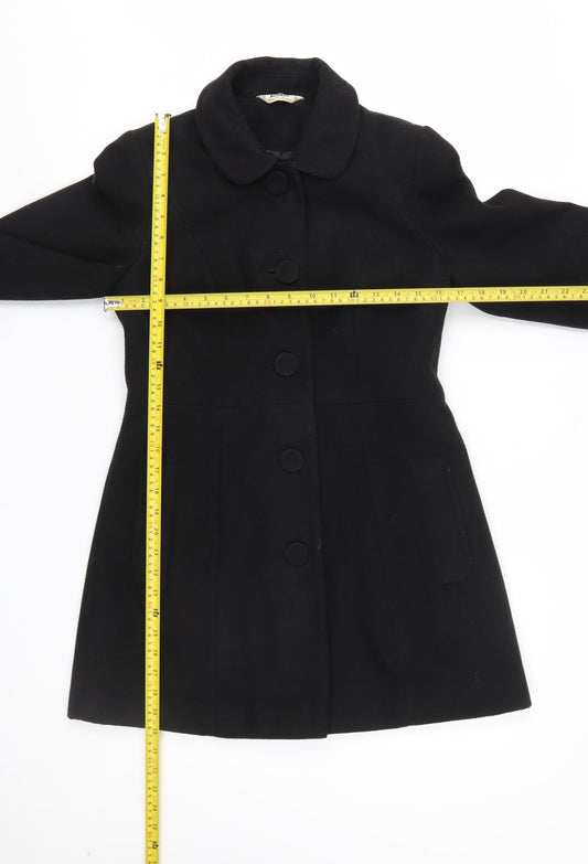 Womens UK Size 10 Miss Selfridge Black Overcoat
