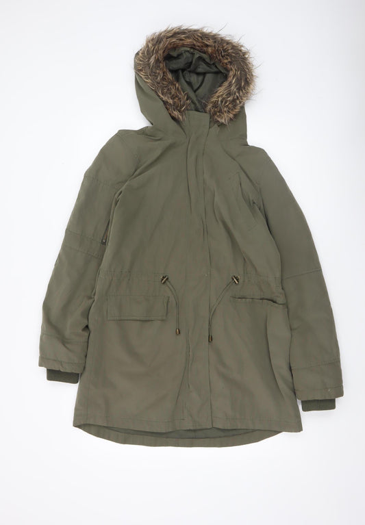 Womens UK Size S Oasis Green Parka Coat