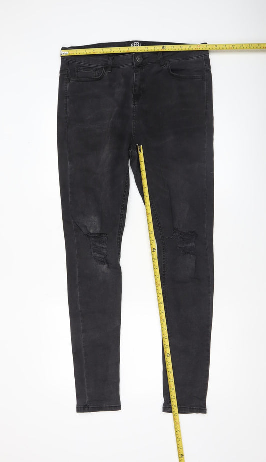 Mens UK Size L Hera Slim Fit Skinny Black Jeans