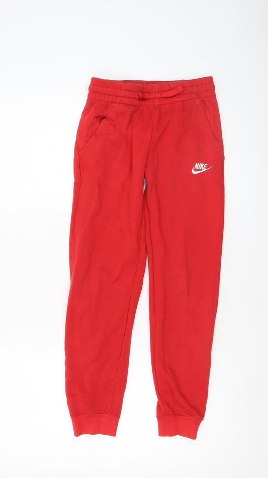Boys UK Size 10-11 Years Nike Regular Fit Jogger Red Trousers