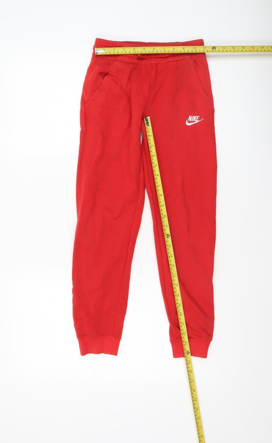 Boys UK Size 10-11 Years Nike Regular Fit Jogger Red Trousers