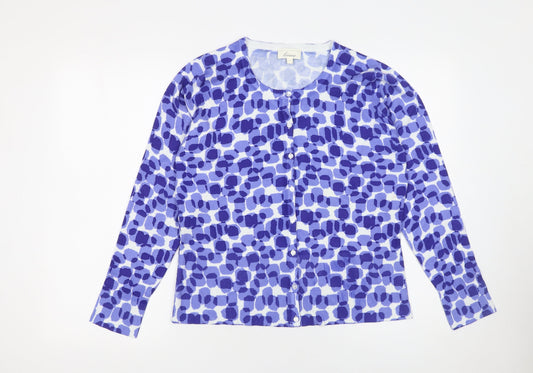 Linea Women’s Blue Geometric Lightweight Knit Cardigan Size L