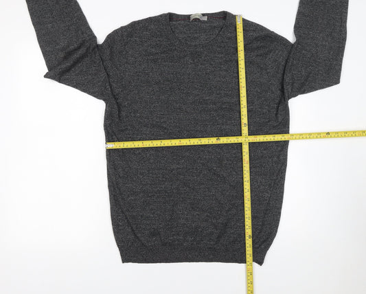 A-FRAME Men's Grey Cotton Crew Neck Pullover Jumper Size M