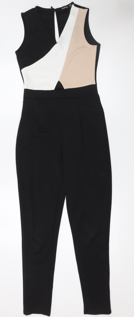 Womens UK Size 8 Boohoo One-Piece Black Jumpsuit
