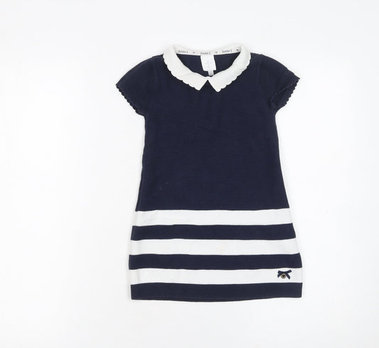 Junior J by Jasper Conran Navy & White Striped Knit Dress 18-24 Months Girls
