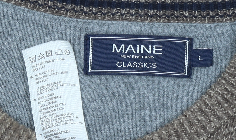 Mens UK Size L Maine New England Brown Pullover Jumper
