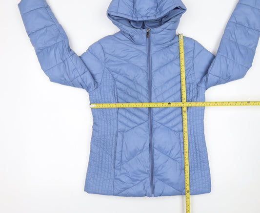 Tu Women's Blue Hooded Puffer Jacket Size 8 Lightweight Quilted Coat