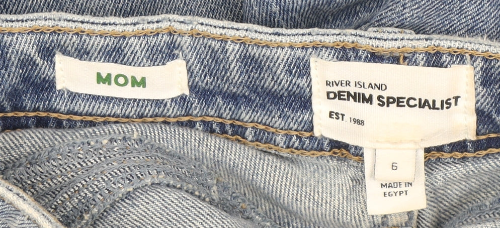 Womens UK Size 6 River Island Regular Fit Mom Blue Jeans