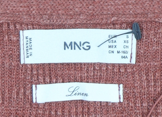 Womens UK Size S MNG Brown Cardigan Jumper