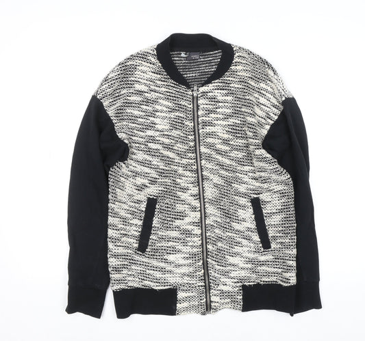 Womens UK Size XS Sparkle & Fade Black Full Zip Jumper
