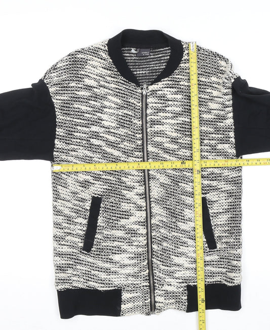 Womens UK Size XS Sparkle & Fade Black Full Zip Jumper