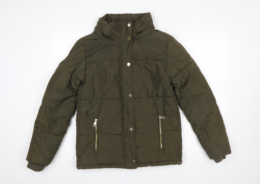 Womens UK Size 6 F&F Green Puffer Jacket
