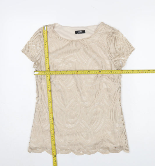 Womens UK Size 10 Wallis Beige Tunic Blouse