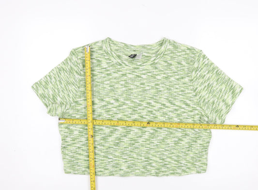Womens UK Size 16 H&M Green Cropped T-Shirt