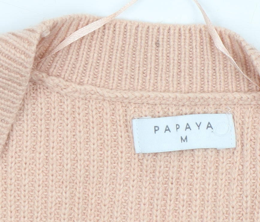 Womens UK Size M Papaya Beige Cardigan Jumper