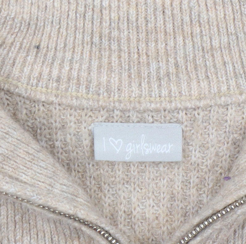 Additional view of I Love Girlswear Beige Half Zip Jumper girls’ age 7 years acrylic knit