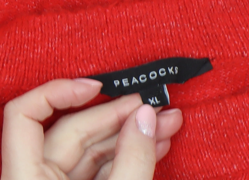 Womens UK Size XL Peacocks Red Pullover Jumper