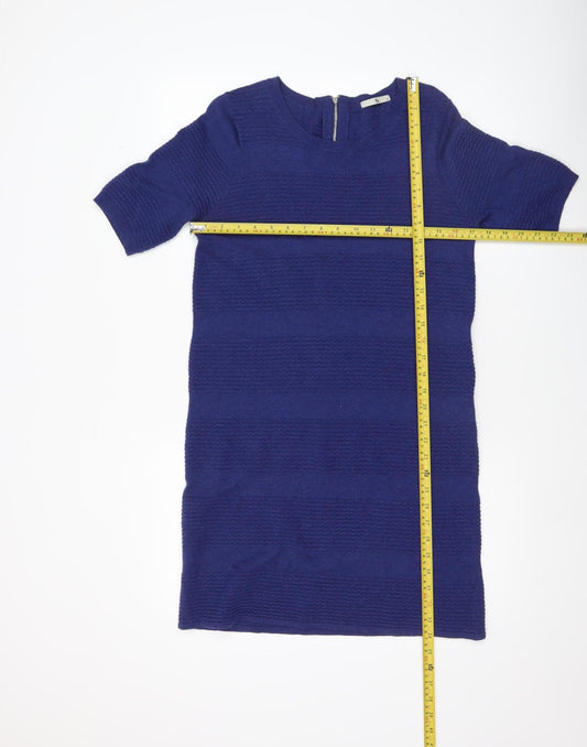 Tu Women’s Blue Shift Dress Size 12 Knit Short Sleeve Workwear