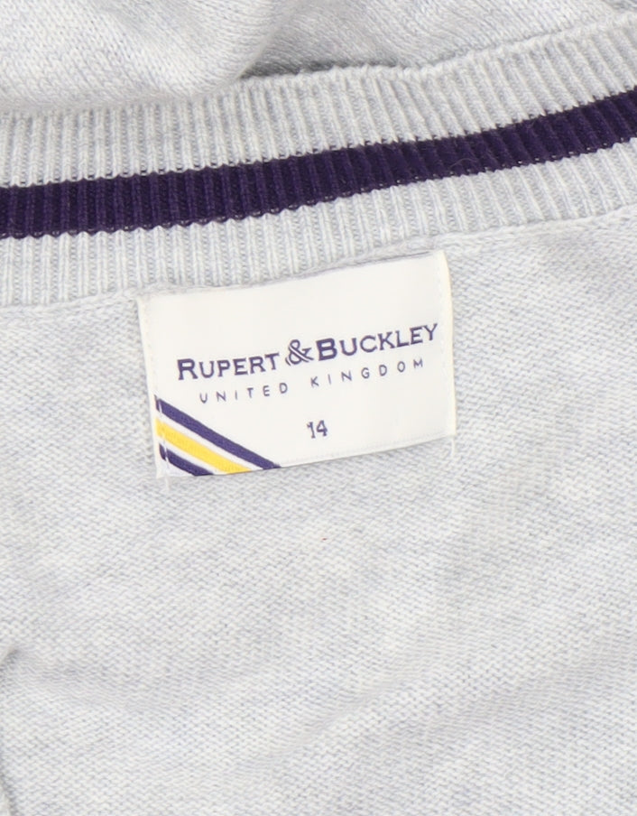 Womens UK Size 14 Rupert & Buckley Grey Cardigan Jumper