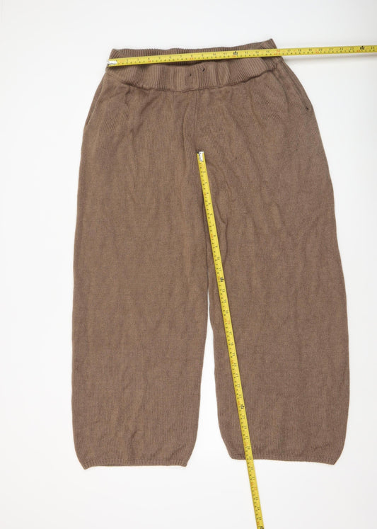 Womens UK Size L COLLUSION Relaxed Fit Cropped Brown Trousers