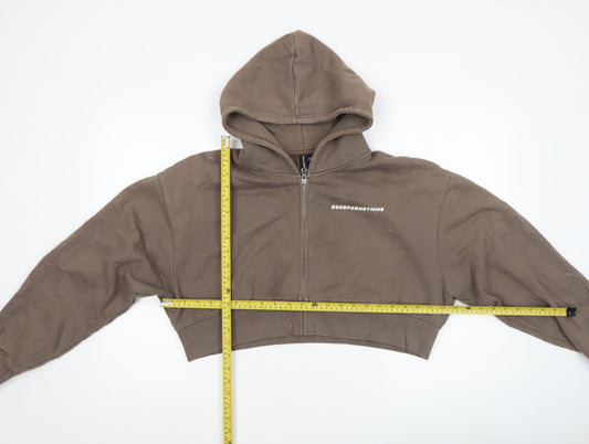 Womens UK Size S Good For Nothing Brown Full Zip Hoodie