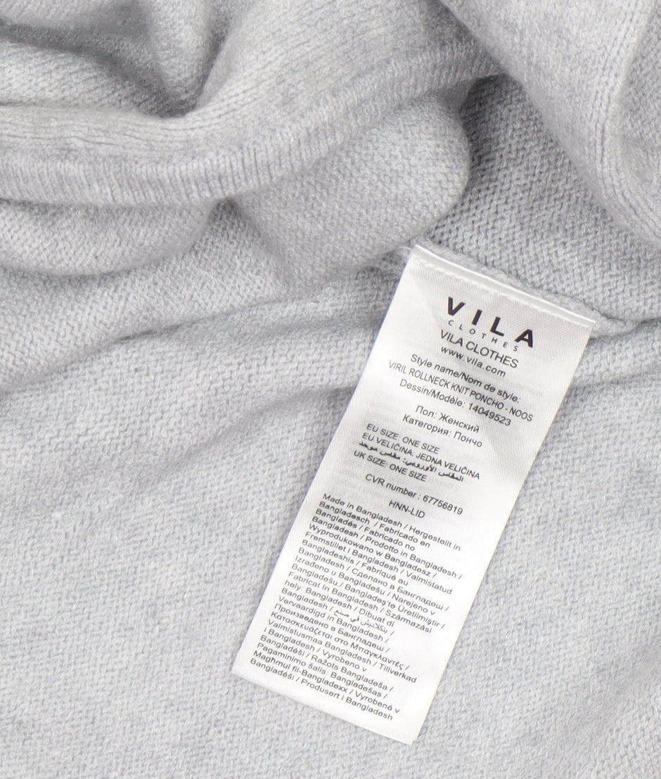 Womens UK Size One Size VILA Grey Cape Jumper