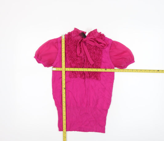 Womens UK Size 10 NEXT Pink Ringer Blouse