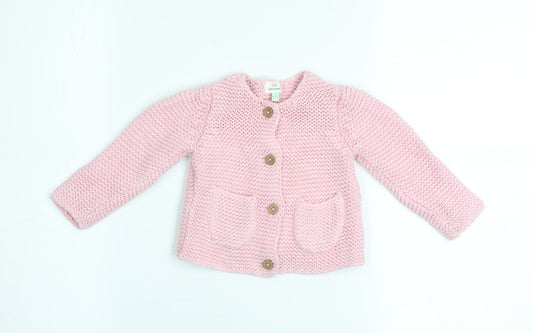 John Lewis Pink Knit Cotton Baby Cardigan 3-6 Months Unisex