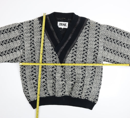Mens UK Size XL Zeak Classic Black Cardigan Jumper