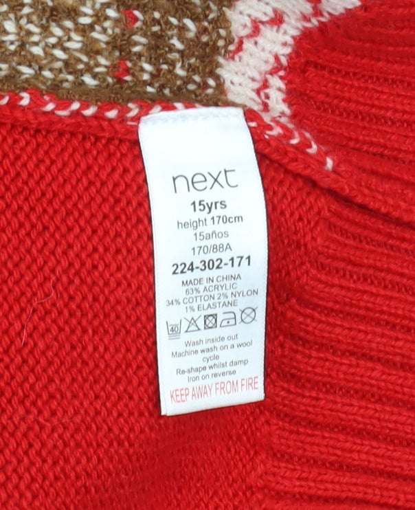 Boys UK Size 15 Years NEXT Red Pullover Jumper