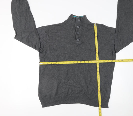 Mens UK Size XL Charles Wilson Grey Henley Jumper