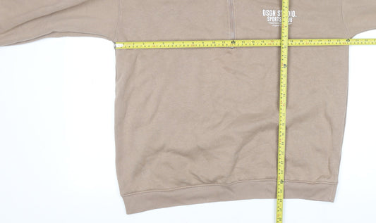 Mens UK Size S Boohoo Beige 1/2 Zip Sweatshirt