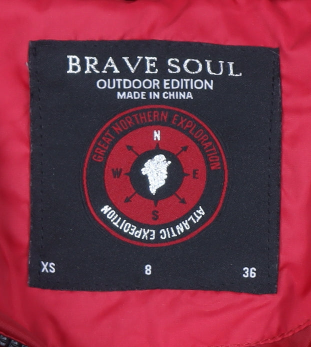 Womens UK Size 8 Brave Soul Red Puffer Jacket