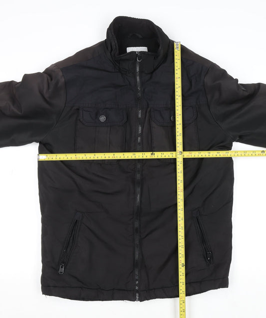 Mens UK Size L JACK & JONES Black Bomber Jacket