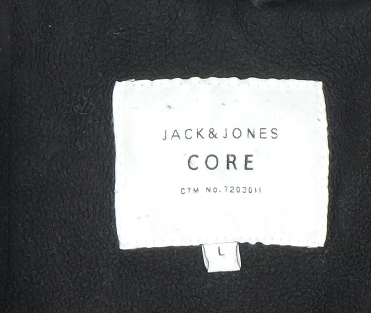 Mens UK Size L JACK & JONES Black Bomber Jacket