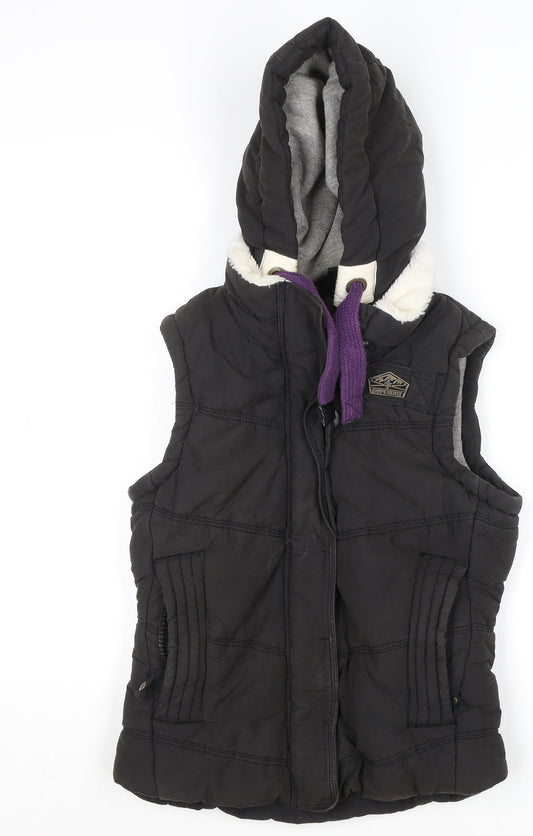 Womens UK Size S Superdry Black Puffer Jacket