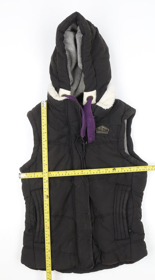 Womens UK Size S Superdry Black Puffer Jacket