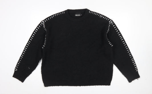 Womens UK Size XL Pieces Black Pullover Jumper