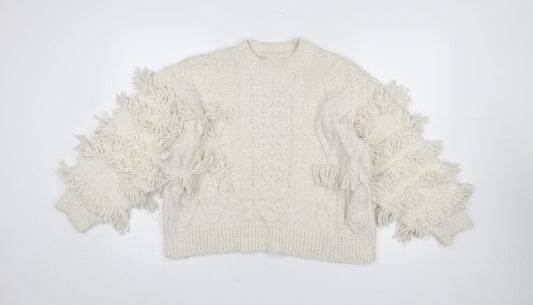 Womens UK Size 12 Stradivarius Ivory Pullover Jumper