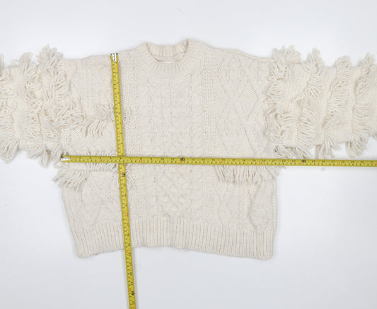 Womens UK Size 12 Stradivarius Ivory Pullover Jumper