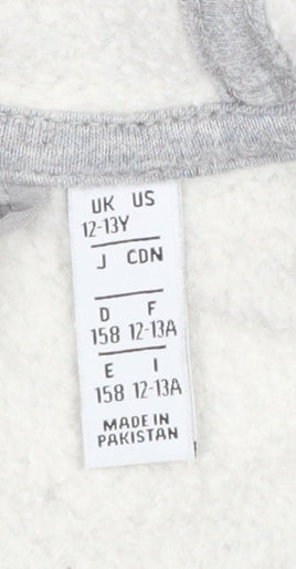 Girls UK Size 12-13 Years adidas Grey Full Zip Hoodie