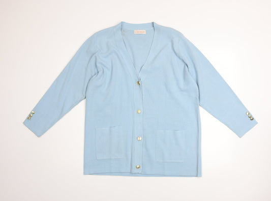 Womens UK Size 18/20 Daxon Blue Cardigan Jumper