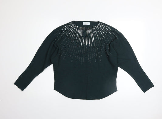 Womens UK Size M Quiz Green Pullover Jumper