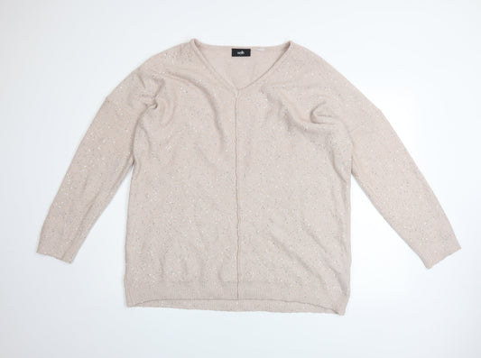 Womens UK Size L Wallis Beige Pullover Jumper