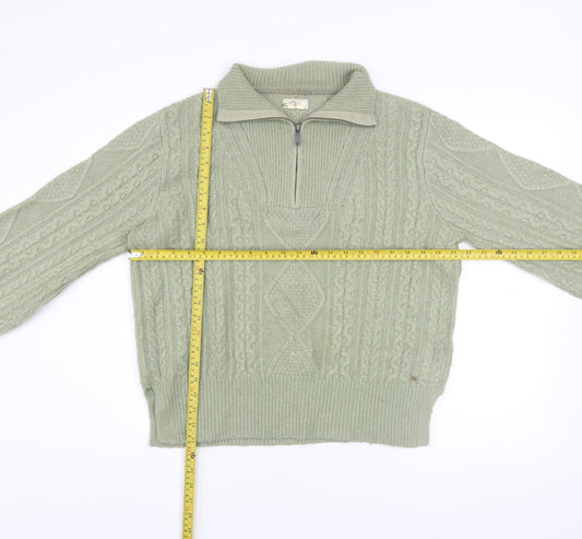 Womens UK Size 12 Fat Face Green 1/4 Zip Jumper