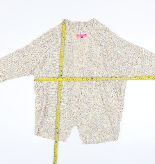 Womens UK Size 10 Ribbon Beige Cardigan Jumper