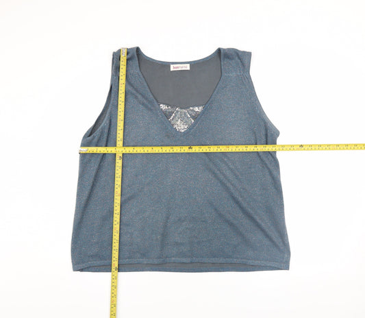 Womens UK Size L Bonmarché Blue Basic Tank